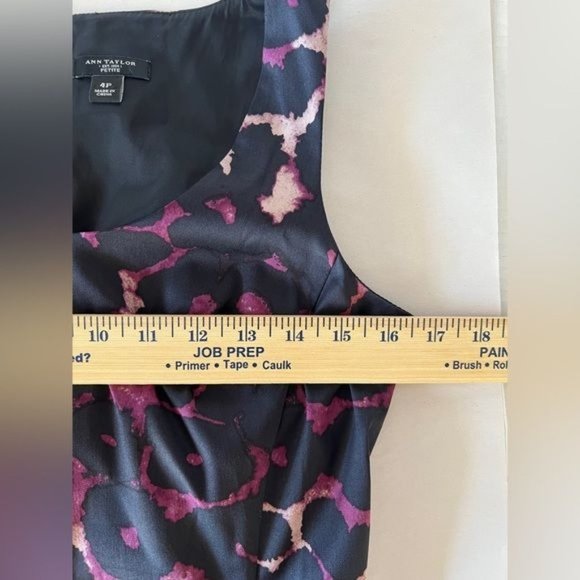 Ann Taylor Womens 4P Mini Purple Cheetah Print Sleveless Silk Nylon Lined Dress - Picture 4 of 9